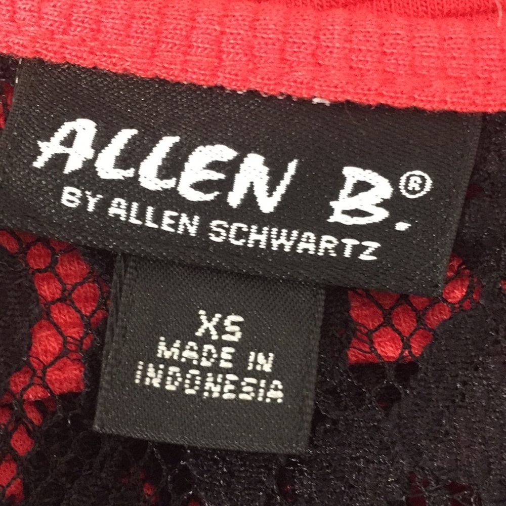 Allen Schwartz red black lace peplum sexy blouse - Picture 5 of 6